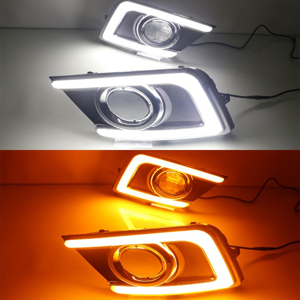 1-pair-led-daytime-running-light-yellow-turn (3) NISSAN SENTRA 2020-2022 COBERTOR NEBLINEROS LED + BLANCO Y ÁMBAR