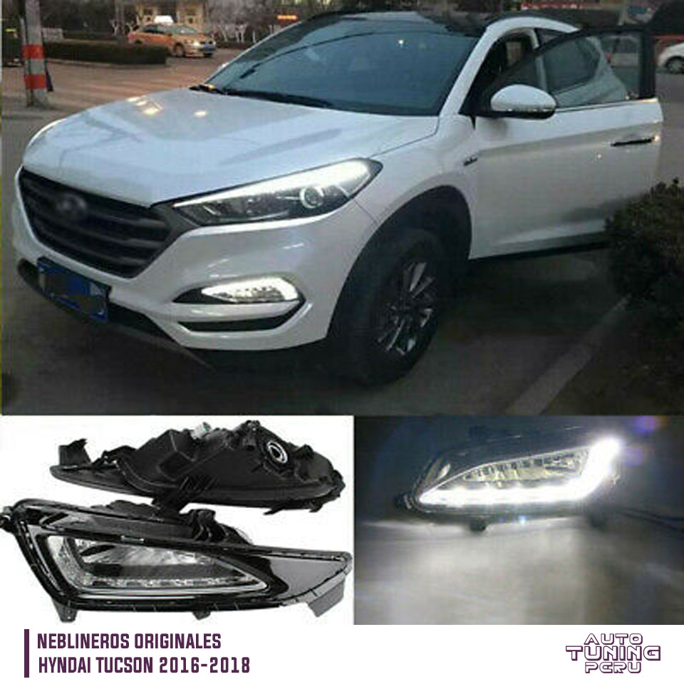 A3 HYUNDAI TUCSON 2016-2018 NEBLINEROS CON TIRA LED + BLANCO Y ÁMBAR