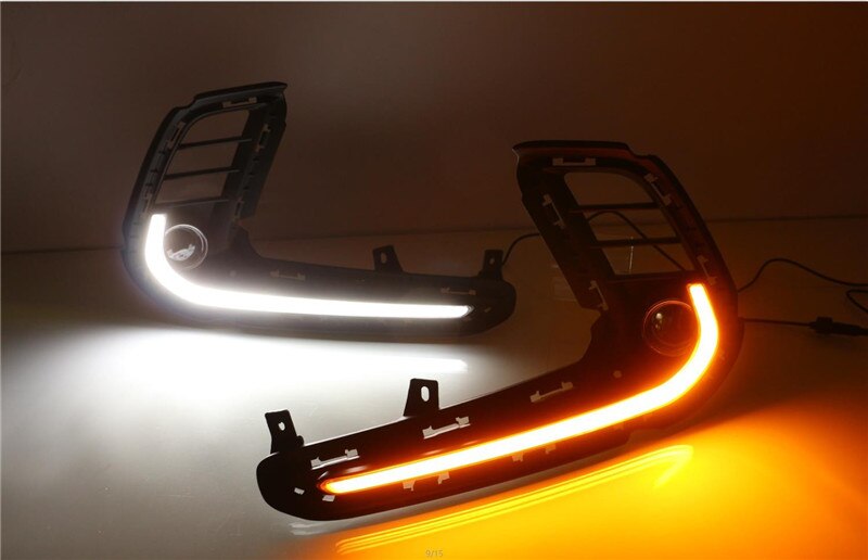 mainimage4Cubierta-de-luz-antiniebla-diurna-DRL-LED-para-coche-de-12V-con-luz-de-se-al HYUNDAI ELANTRA 2016-2018 COBERTOR NEBLINEROS LED + BLANCO Y ÁMBAR