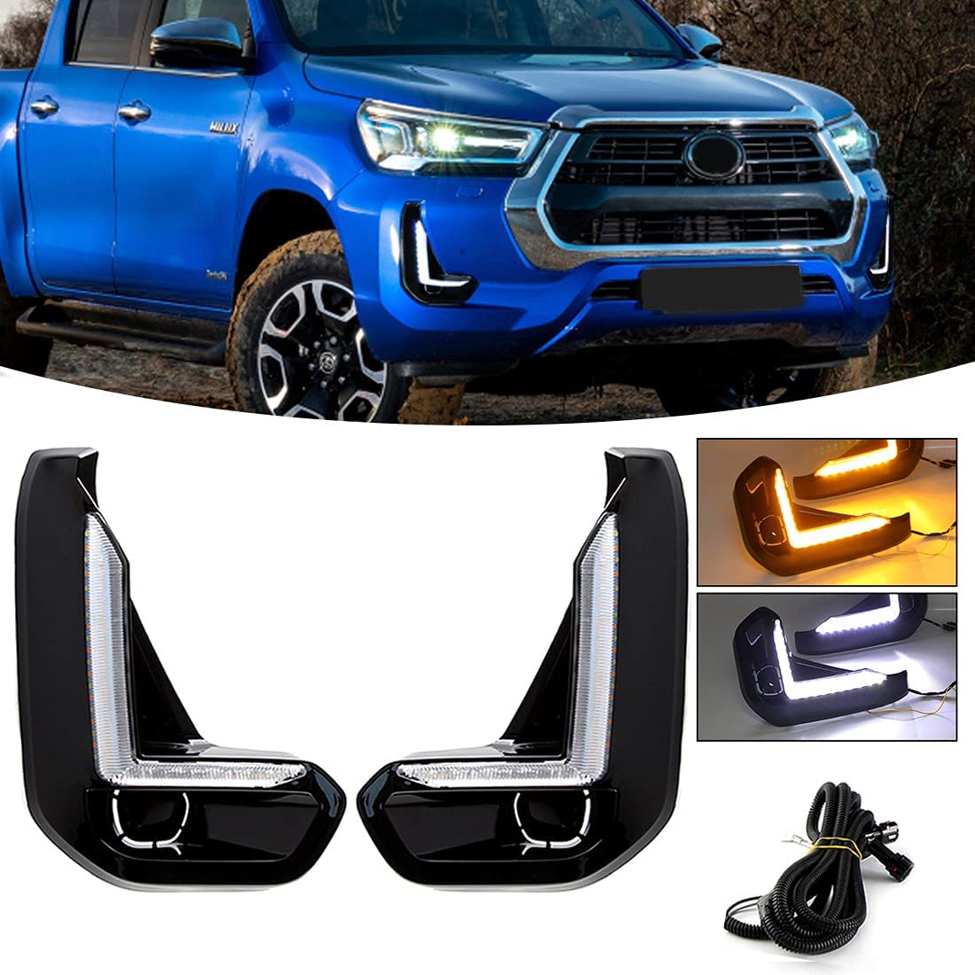 61RyVk7oIUL._AC_SL1100_ TOYOTA HILUX REVO 2021 V2 COBERTOR NEBLINEROS LED + BLANCO Y ÁMBAR